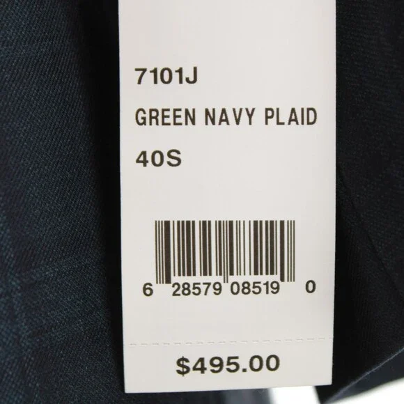 Cardinal of Canada NWT Wool Sport Coat Size 40S US In Dark Green w/ Navy Plaid